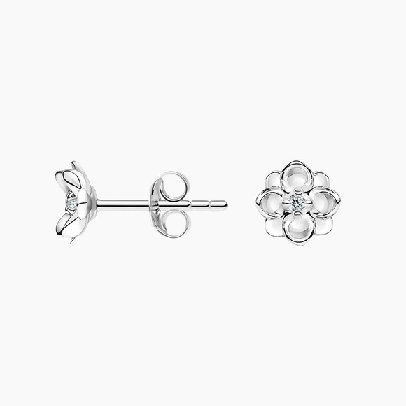 Brilliant Earth Silver Magnolia Diamond Earrings - Picture 4 of 5